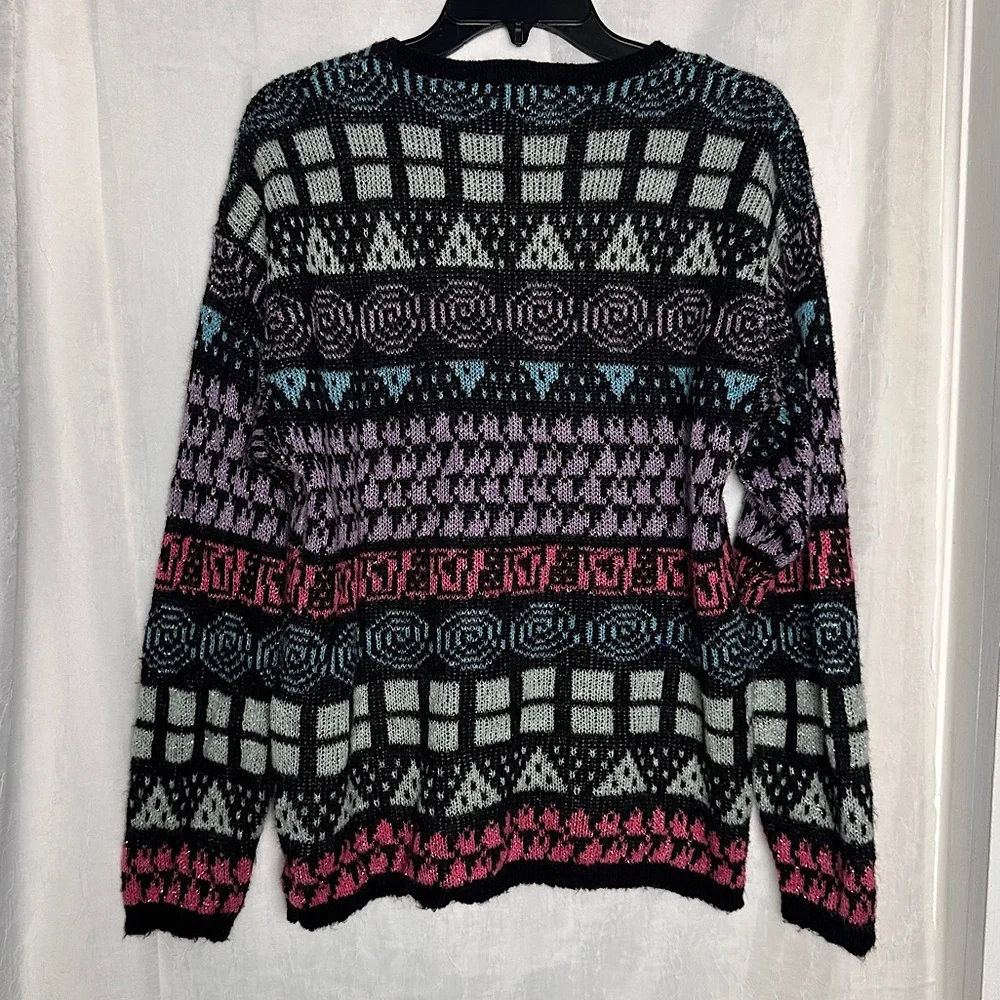 3/$20 💥 Vintage Lindsey Blake Wool Blend Cozy Geometric Print Crewneck‎ Sweater